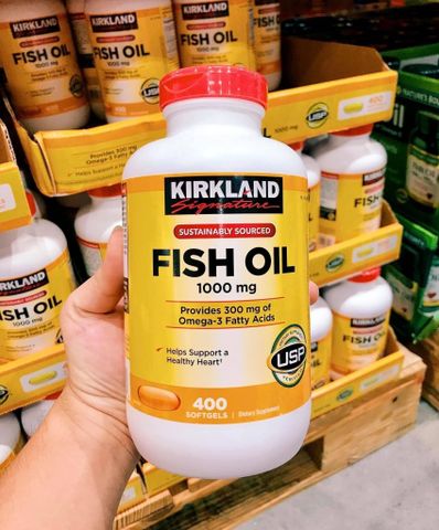 Viên uống dầu cá Kirkland Signature Omega-3 1000mg - Bổ sung EPA DHA giúp tăng cường sức khỏe tim mạch và thị lực - 400 viên.