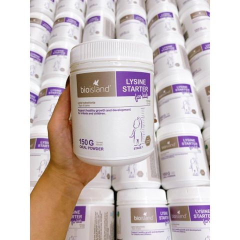 Bột hỗ trợ tăng chiều cao Bioisland Lysine Starter For Kid của Úc lọ 150g dành cho trẻ dưới 6 tuổi