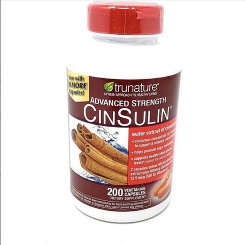 Viên uống cân bằng đường huyết Trunature Cinsulin 200 viên - Hỗ trợ sức khỏe cho người tiểu đường, duy trì đường huyết ổn định