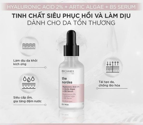 Serum HA B5 Bionnex The Nordea 30ml - Dưỡng Ẩm, Chống Lão Hóa Da, Giúp Da Mịn Màng và Tươi Trẻ, Phù Hợp Mọi Loại Da