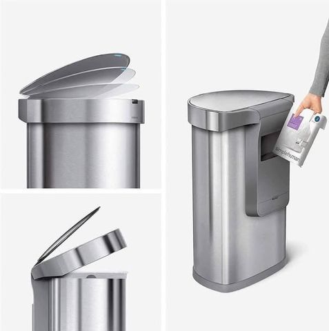 Thùng Rác Cảm Ứng Kháng Khuẩn 45L Simplehuman - Thiết Kế Thông Minh, Vật Liệu Thép Không Gỉ, Mở Tự Động, Ít Tiếng Ồn