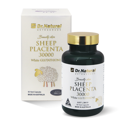 Viên Uống Trắng Da Dr Natural Beauty Skin - Nhau Thai Cừu 30.000mg & L-Glutathione - Sáng Da, Mờ Nám, hỗ trợ làm chậm quá trình lão hóa da, Nhập Khẩu Úc