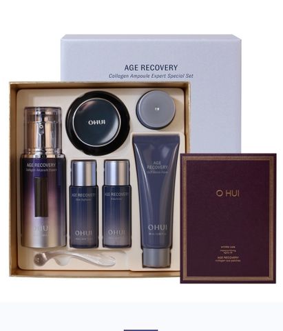 Set Tinh Chất Giảm Nhăn & Chống Oxy Hóa Ohui Age Recovery Collagen Ampoule Expert - Bộ Dưỡng Da Chuyên Sâu 7 Món