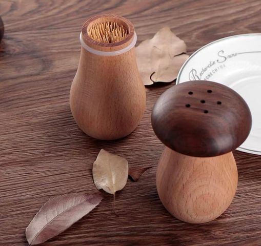 Hũ Tăm Hình Nấm - Lọ Đựng Gia Vị Tiêu Decor Chụp Ảnh Sản Phẩm Món Ăn Đáng Yêu, Phụ Kiện Bảng Tiếp Thị Thực Phẩm