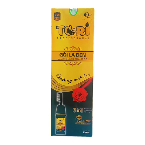 Dầu Gội Phủ Bạc TORI Hương Nước Hoa - Sản Phẩm Nhuộm Tóc Gội Là Đen Dạng Chai Lược 250ml
