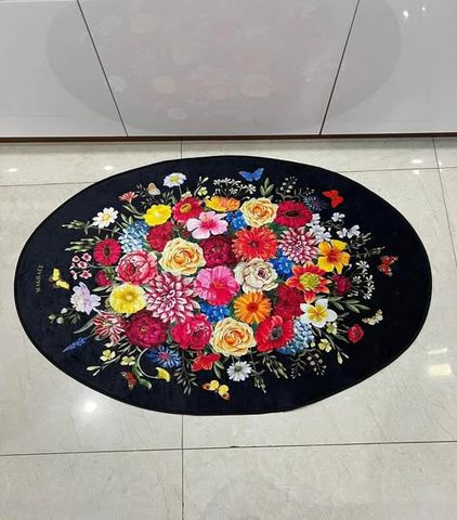 Thảm Hoa Trang Sàn Magrace Paris - Chất Liệu Bùn Tảo, In Thêu Thủ Công, Đế Chống Thấm Nước, Kích Thước 90x60cm