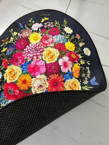 Thảm Hoa Trang Sàn Magrace Paris - Chất Liệu Bùn Tảo, In Thêu Thủ Công, Đế Chống Thấm Nước, Kích Thước 90x60cm