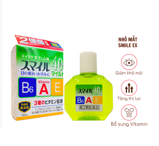 Nước Nhỏ Mắt Lion 40 Ex Mild Nhật Bản 15ml - Dưỡng Mắt Khỏe Đẹp Với Vitamin A, E, B6 Giảm Đau Mỏi, Ngứa Mắt