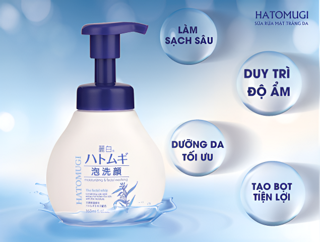 Sữa Rửa Mặt Tạo Bọt Dưỡng Ẩm Sáng Da Reihaku Hatomugi 160ml - Làm Sạch, Cấp Ẩm, Giúp Da Trắng Mịn, Ngăn Ngừa Mụn tự nhiên