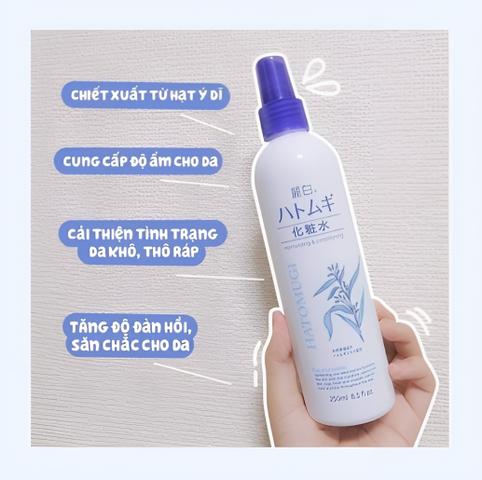 Xịt Khoáng Hatomugi Dưỡng Ẩm & Làm Sáng Da 250ml - Chiết Xuất Ý Dĩ Nhật Bản, Dưỡng Da Khô, Giúp Giữ Lớp Trang Điểm Bền Đẹp