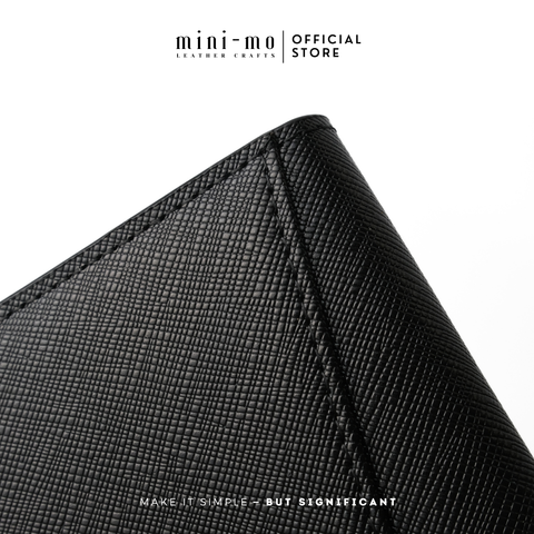 Ví thẻ MINI-MO da bò SAFFIANO, dáng đứng 6 ngăn thẻ, thiết kế đơn giản, thanh lịch, CH-03