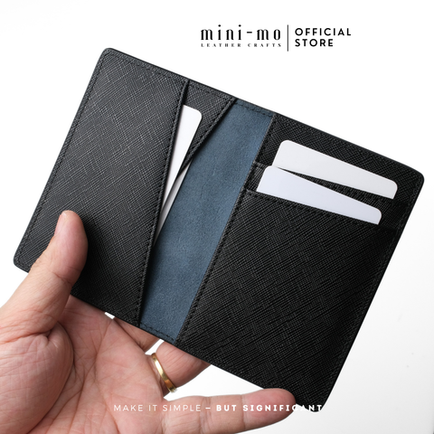 Ví thẻ MINI-MO da bò SAFFIANO, dáng đứng 6 ngăn thẻ, thiết kế đơn giản, thanh lịch, CH-03