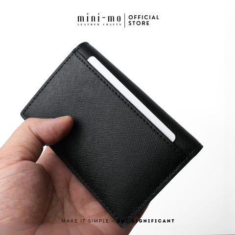 Ví thẻ MINI-MO da bò SAFFIANO, dáng đứng 9 ngăn thẻ, thiết kế đơn giản, thanh lịch, CH-02