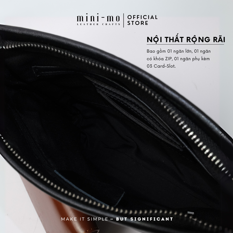 Túi Đeo Chéo MINI-MO TOP FOLDED Da Bò Black Patent Cao Cấp, Phong Cách Trẻ Trung Hiện Đại. SBAG-02