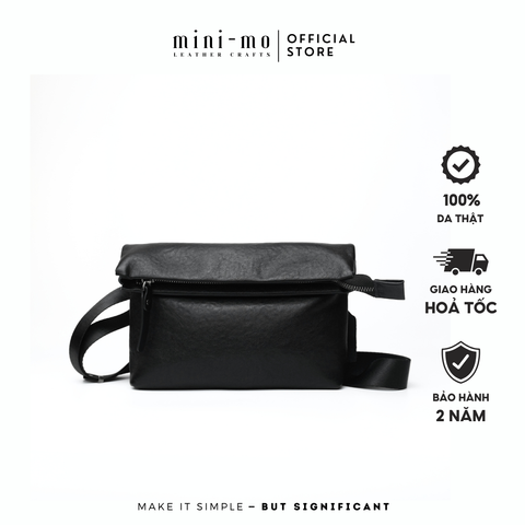 Túi Đeo Chéo MINI-MO TOP FOLDED Da Bò Black Patent Cao Cấp, Phong Cách Trẻ Trung Hiện Đại. SBAG-02