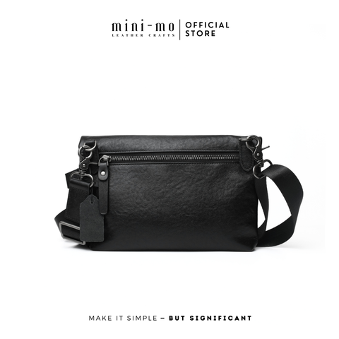Túi Đeo Chéo MINI-MO TOP FOLDED Da Bò Black Patent Cao Cấp, Phong Cách Trẻ Trung Hiện Đại. SBAG-02