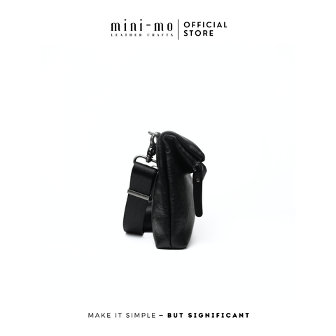 Túi Đeo Chéo MINI-MO TOP FOLDED Da Bò Black Patent Cao Cấp, Phong Cách Trẻ Trung Hiện Đại. SBAG-02