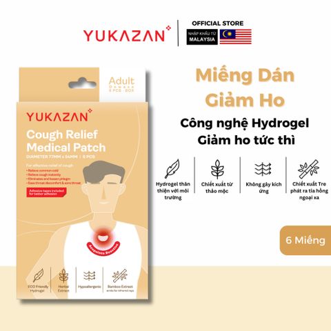 Miếng Dán Giảm Ho Yukazan Cho Người Lớn - Hộp 6 Miếng Giảm ho - Giảm đờm - Hỗ Trợ Dễ Chịu Khi Ho