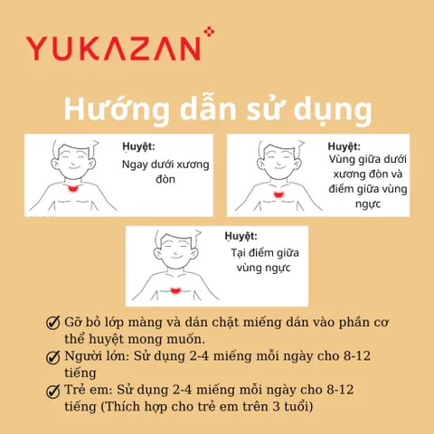 Miếng Dán Giảm Ho Yukazan Cho Trẻ Em - Hộp 6 Miếng - Hỗ Trợ Dễ Chịu Khi Ho