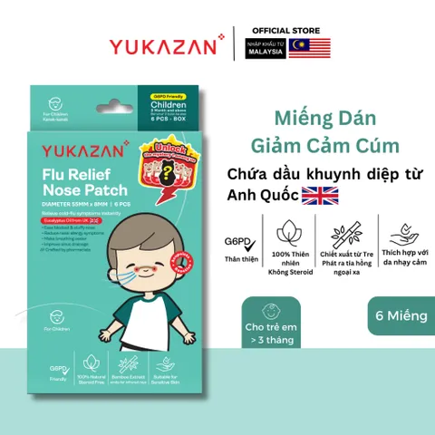 Miếng Dán Giảm Cảm Cúm Yukazan Cho Trẻ Em - Hộp 6 Miếng - Giảm Nghẹt Mũi - Giảm Cảm Cúm