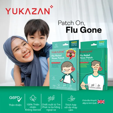 Miếng Dán Giảm Cảm Cúm Yukazan Cho Trẻ Em - Hộp 6 Miếng - Giảm Nghẹt Mũi - Giảm Cảm Cúm