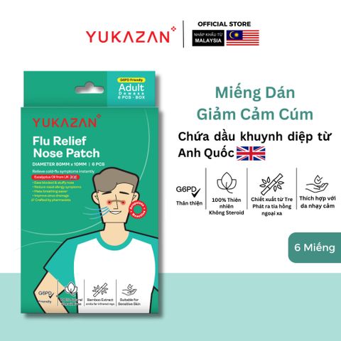 Miếng Dán Giảm Cảm Cúm Yukazan Cho Người Lớn - Hộp 6 Miếng - Giảm Nghẹt Mũi - Giảm Cảm Cúm