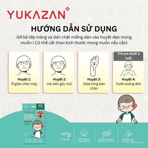 Miếng Dán Giảm Cảm Cúm Yukazan Cho Người Lớn - Hộp 6 Miếng - Giảm Nghẹt Mũi - Giảm Cảm Cúm