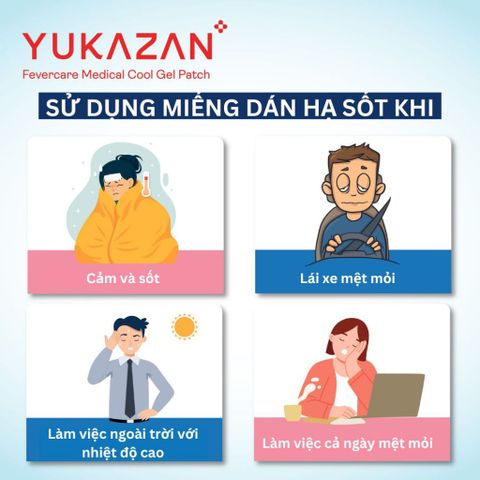 Miếng dán hạ sốt Yukazan cho người lớn - Hộp 6 miếng - Hỗ trợ giảm sốt, hạ nhiệt