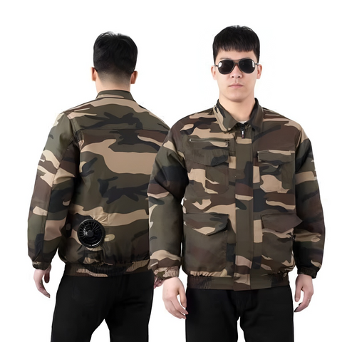 Áo Điều Hòa 2 Lớp Chống Nắng - Kèm Pin & Quạt, Size 170/175/180, Màu Rằn Ri & Xanh, Giải Nhiệt Mùa Hè 2024 Cho Người Dùng