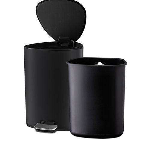 Thùng rác Joseph Joseph EasyStore Luxe Steel Pedal Bin 5L màu đen nhám - Thùng rác cao cấp sang trọng cho phòng ngủ, phòng khách, toilet
