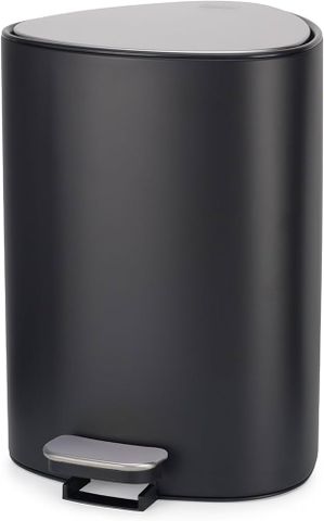 Thùng rác Joseph Joseph EasyStore Luxe Steel Pedal Bin 5L màu đen nhám - Thùng rác cao cấp sang trọng cho phòng ngủ, phòng khách, toilet