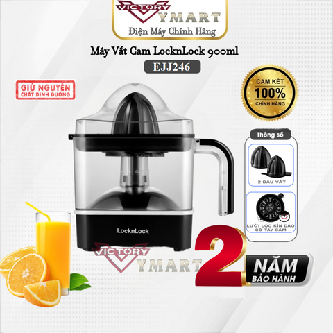 Máy Vắt Cam LocknLock EJJ246BLK 0.9L - Máy Ép Trái Cây Bằng Nhựa Bền Đẹp, Dễ Vệ Sinh, Hàng Chính Hãng, Bảo Hành 2 Năm
