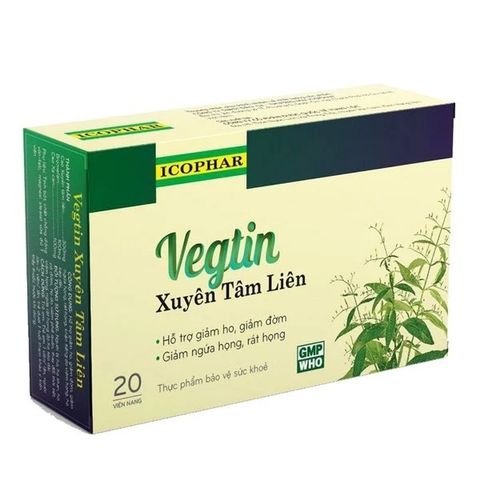 Viên uống Vegtin Xuyên Tâm Liên - Giảm Ho, Đờm hộp 20 viên