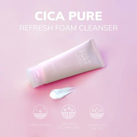 Sữa Rửa Mặt INVU Cica Pure Refresh Foam Cleanser 150ml - Dành Cho Da Nhạy Cảm, Làm Sạch Dịu Nhẹ, Dưỡng Ẩm Tự Nhiên.