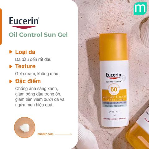 Kem Chống Nắng Eucerin Kiềm Dầu & Ngừa Mụn 50ml Sun Dry Touch Acne Oil Control SPF 50+