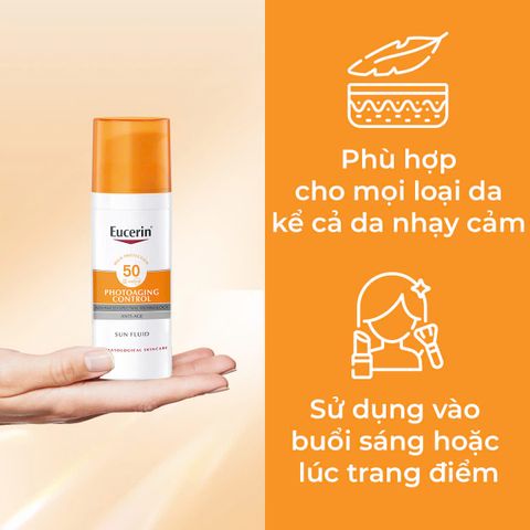 Kem Chống Nắng Eucerin SPF 50 Ngăn Ngừa Da Lão Hóa 50ml Sun Fluid Photoaging Control SPF 50
