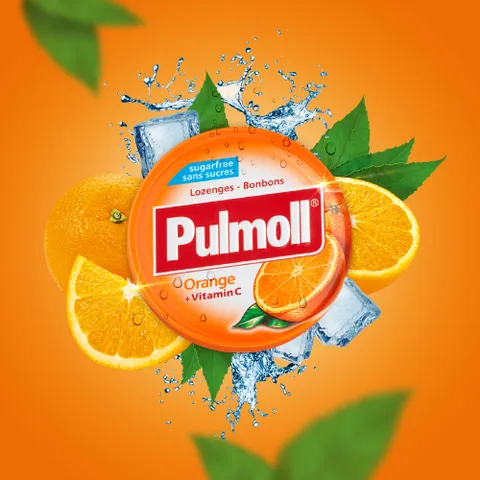 Kẹo Ngậm Không Đường Pulmoll Đức - Giảm Ho, Thông Cổ, Mát Họng, Tăng Đề Kháng - Hộp 40 Viên 45g Vị Cam Chua Ngọt