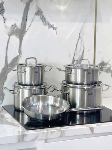 Bộ Nồi Fissler Profi Original Cao Cấp 5 Món Inox (4 Nồi + 1 Chảo) - Chất Lượng Đức, Thiết Kế Đẹp, An Toàn Cho Sức Khỏe