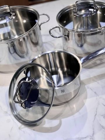 Bộ Nồi Inox WMF Astoria 3 Món - Chất Liệu Thép Không Gỉ Cromargan, Phù Hợp Với Mọi Loại Bếp, Bảo Hành 12 Tháng