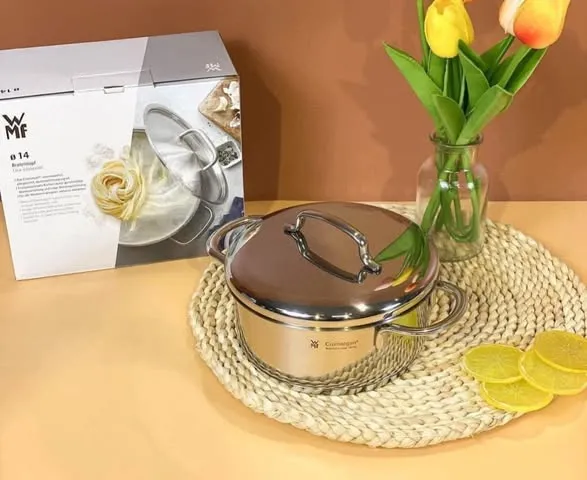 Nồi WMF Bratentopf Mini 14 cm Có Vung - Nồi Thép Không Gỉ Chịu Nhiệt Tối Đa 250 Độ C, Dung Tích 0,9 Lít, Đa Dụng Cho Mọi Loại Bếp