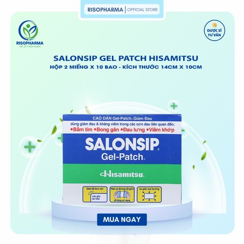 Cao Dán Salonsip Gel-Patch Giảm Đau Cơ Khớp, Đau Vai Gáy - Hỗ Trợ Căng Cơ, Bong Gân, Sử Dụng Được Cho Gia Đình