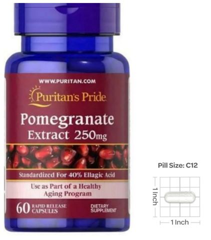 Viên uống tinh chất Lựu đỏ Pomegranate Extract 250mg - Trắng da, chống nắng, giảm nám, hàng nhập Mỹ, 60 viên