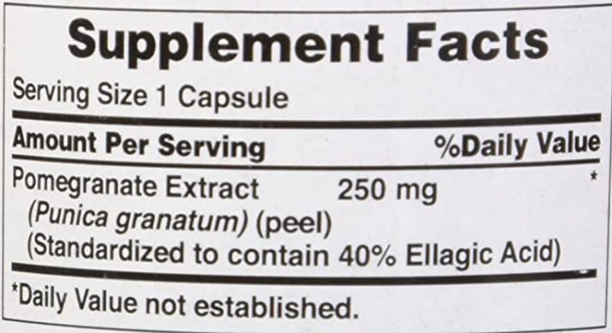 Viên uống tinh chất Lựu đỏ Pomegranate Extract 250mg - Trắng da, chống nắng, giảm nám, hàng nhập Mỹ, 60 viên