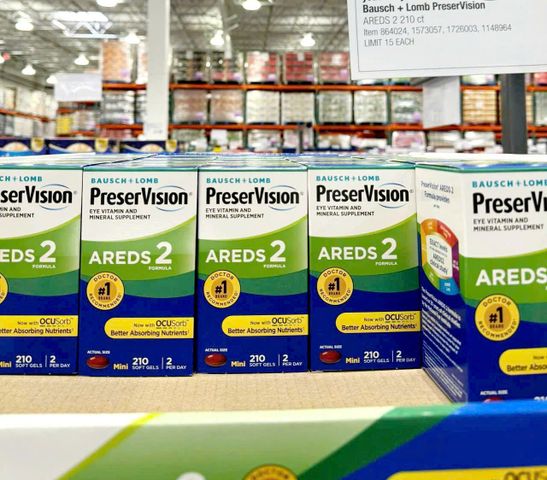 Viên uống bổ mắt PreserVision Areds 2 cho người lớn tuổi - Cải thiện thị lực, ngừa thoái hóa điểm vàng, 210 viên Bausch & Lomb Mỹ