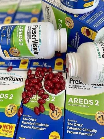 Viên uống bổ mắt PreserVision Areds 2 cho người lớn tuổi - Cải thiện thị lực, ngừa thoái hóa điểm vàng, 210 viên Bausch & Lomb Mỹ