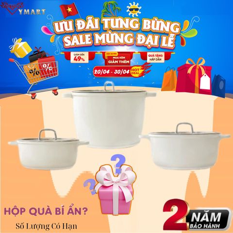 Bộ 3 Nồi Chống Dính Phủ Gốm Haatz - Made In Korea Cao Cấp (Size 20, 24, 28cm) - Bảo Hành Chính Hãng 2 Năm