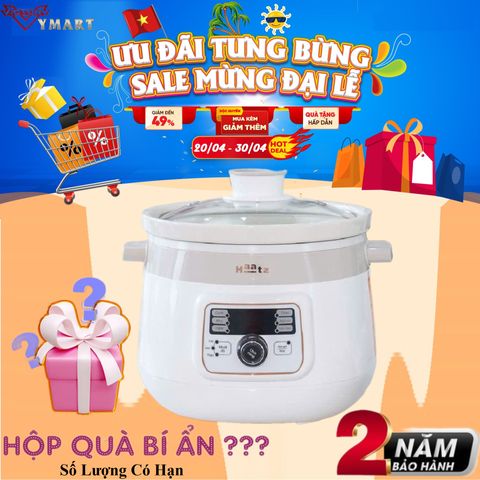 Nồi Nấu Chậm Lòng Gốm HAATZ CIM361 Đa Năng, Dung Tích 3L - 1000W - Hàng Chính Hãng Bảo Hành 2 Năm