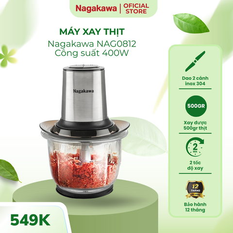 Máy Xay Thịt Nagakawa NAG0812 400W 1.5L - Lưỡi Dao Inox 304 Bền Chắc - Đặc Biệt Dễ Vệ Sinh, An Toàn Cho Sức Khỏe