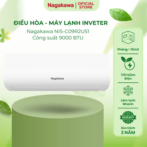 Máy Lạnh Điều Hòa Inverter Nagakawa NIS-C09R2U51 - Làm Lạnh Nhanh, Bảo Hành 2 Năm, Xuất Xứ Malaysia, Freeship