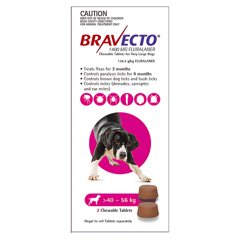 Viên nhai Bravecto cho chó - Ngăn chặn ve ghẻ, viêm da, Demodex, hiệu quả kéo dài 12 tuần, phù hợp nhiều mức cân từ 10-56kg.